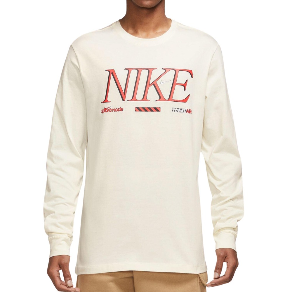 NIKE Air Max 95 Tuned Air Long Sleeve Shirt XL Beige Red FD1339 110 Mens T-Shirt